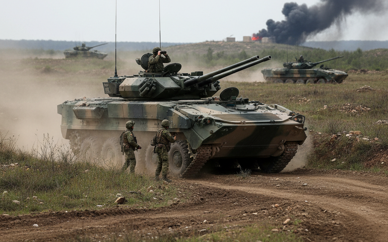 Confira o blindado russo BMPT Terminator em treinamento tático