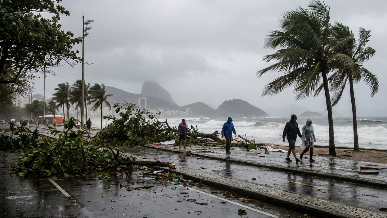 Fortes ventos causam queda de árvores e interdição de ruas no Rio