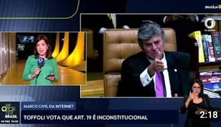 Voto de Toffoli responsabiliza redes por conteúdos ilegais de usuários