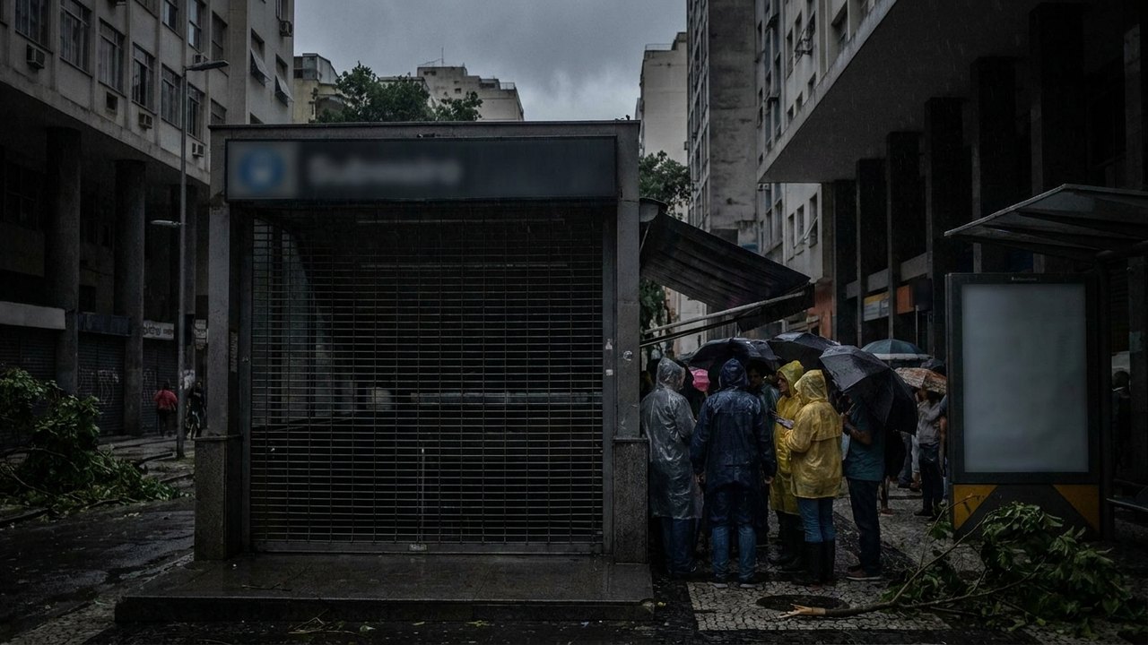 Ventos de mais de 90 km/h atingem o Rio, que tem falta de luz e metrô parado
