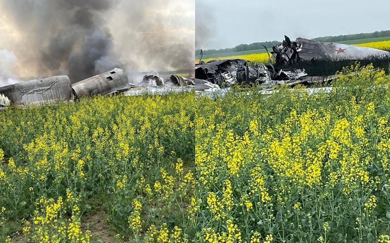 Vídeo mostra queda de bombardeiro supersônico russo derrubado pela Ucrânia