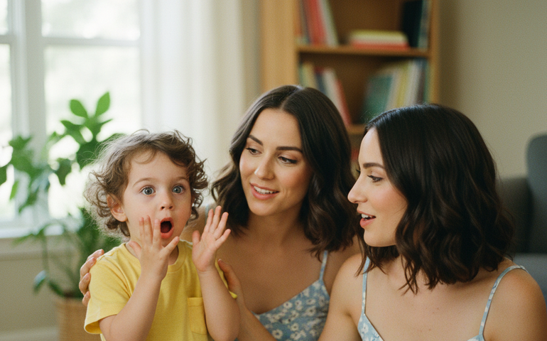 Criança se surpreende ao conhecer irmã gêmea da mãe e reação conquista a internet