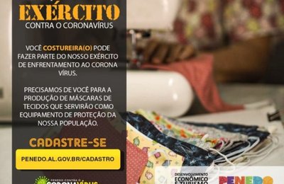 Prefeitura lança cadastro para costureiras de Penedo produzirem máscaras 