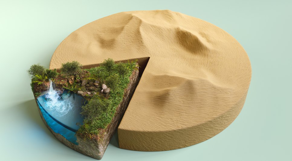 grafico-de-pizza-de-alto-angulo-com-deserto-e-cachoeira / Foto: <a href="https://br.freepik.com/fotos-gratis/grafico-de-pizza-de-alto-angulo-com-deserto-e-cachoeira_32677517.htm#page=2&query=degrada%C3%A7%C3%A3o%20ambiental&position=42&from_view=search&track=ais">Imagem de pikisuperstar</a> no Freepik