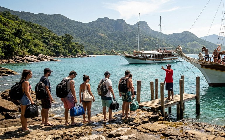 Taxa de turismo em Angra dos Reis: primeiro dia tem barcos impedidos de chegar à Vila do Abraão, na Ilha Grande