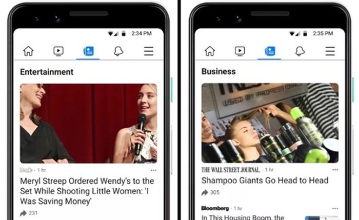 Facebook News tem uma estrutura bem convencional, no estilo de apps como o Google Notícias