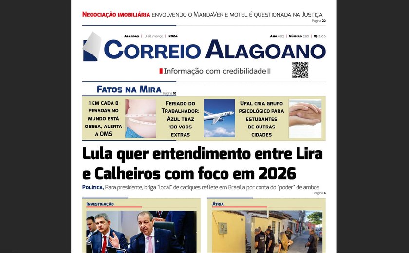 Lula quer entendimento entre Lira e Calheiros com foco em 2026