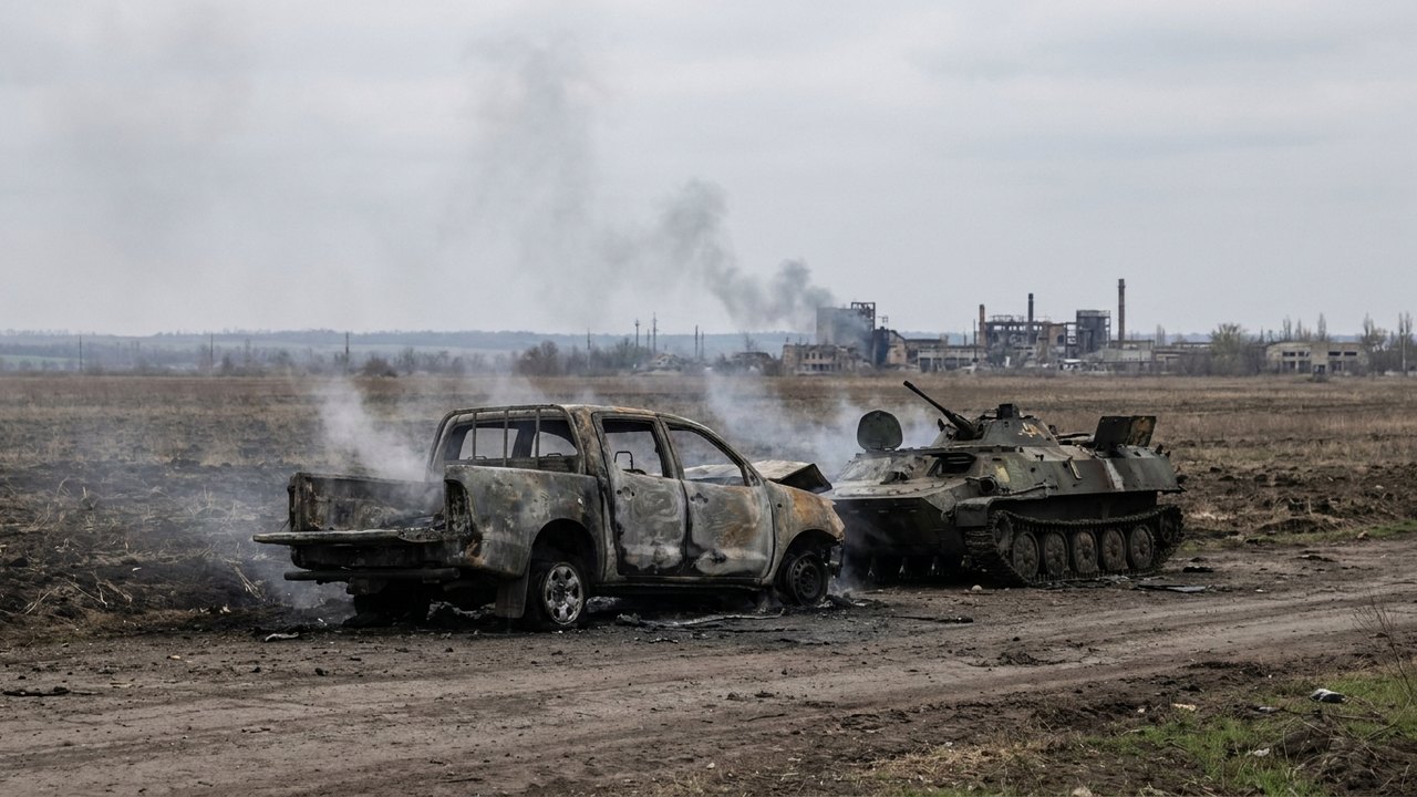 Veja drones russos varrendo robôs terrestres e picapes ucranianos na área de Kramatorsk, na RPD