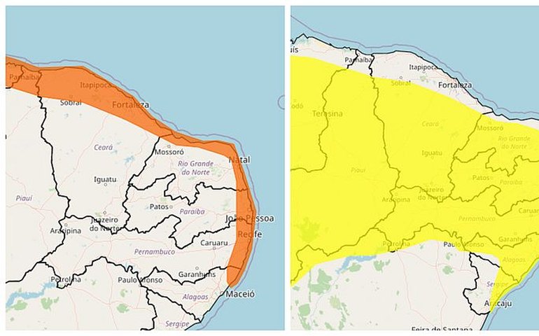 Inmet alerta para chuvas fortes no fim de semana em Alagoas