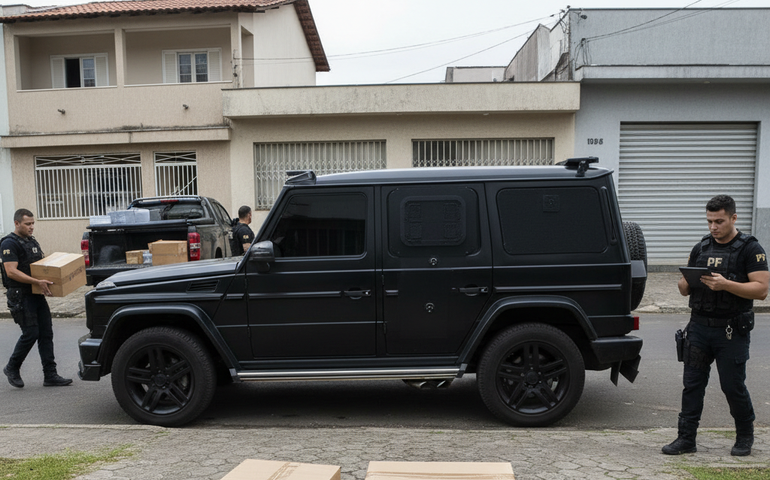 PF apreende cigarros clandestinos e veículo de luxo blindado em ação na Baixada Fluminense