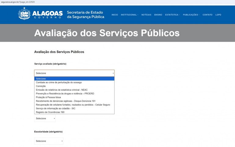 Segurança Pública disponibiliza formulário para avaliar serviços prestados à população
