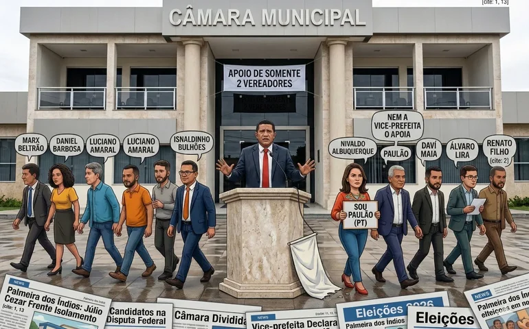 Júlio Cezar enfrenta isolamento político em Palmeira dos Índios na disputa pela Câmara Federal; 11 de 15 vereadores já declararam apoio a outros candidatos e nem a vice-prefeita da tia dele o apoia