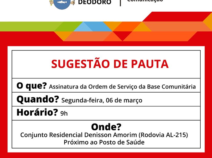 Marechal: Cacau assina ordem de serviço para Base Comunitária