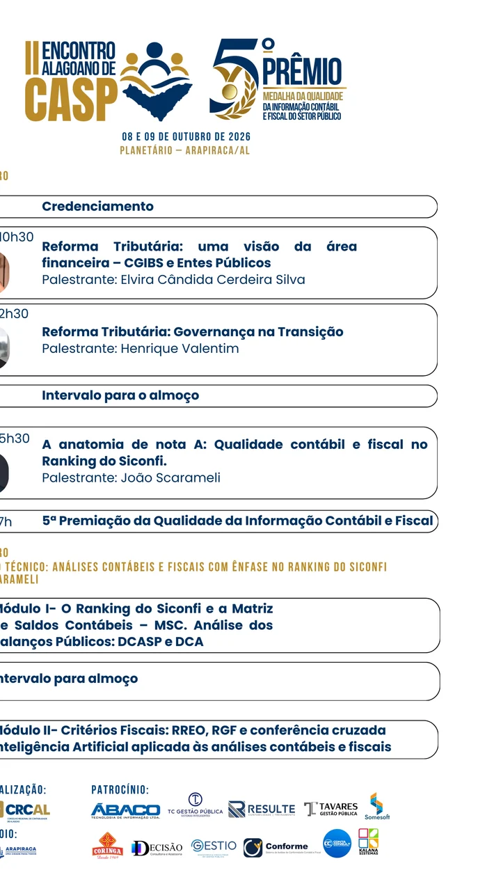 Arapiraca recebe o II Encontro de Alagoano de Contabilidade Aplicada ao Setor Público, com premiação aos municípios realizado pelo Conselho Regional de Contabilidade de Alagoas