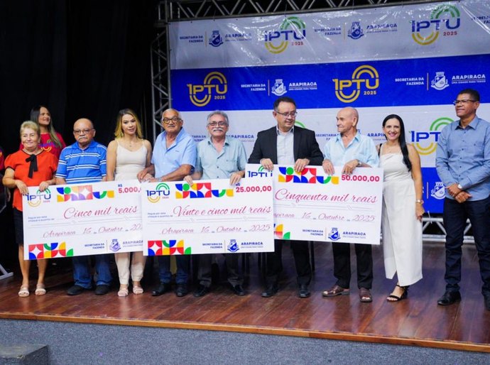 Prefeitura de Arapiraca realiza a premiação dos ganhadores da 1ª edição do IPTU 2025