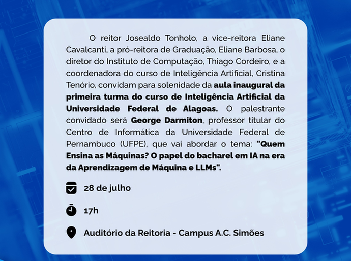 Novo curso de Inteligência Artificial é destaque do semestre 2026.2 na Ufal