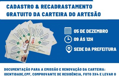 Secretaria de Desenvolvimento e Finanças realiza cadastro da Carteira do Artesão em Roteiro