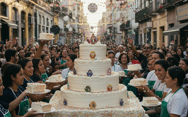 Veja imagens da festa do bolo em SP; cidade completa 472 anos neste domingo