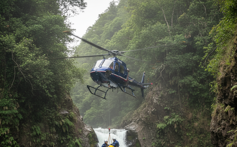 Veja resgate impressionante na ilha francesa da Reunião realizado em espaço reduzido