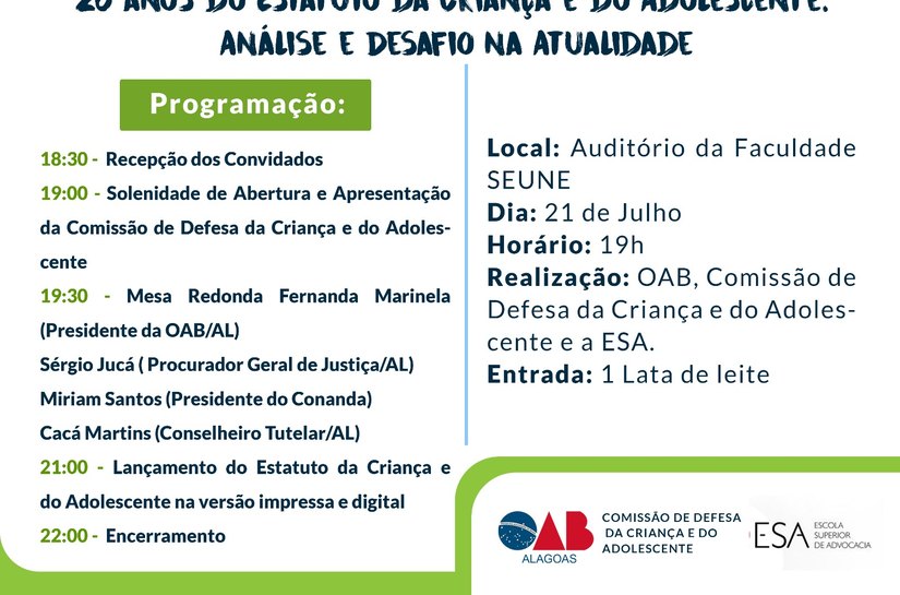 OAB/AL promove debate sobre os desafios no cumprimento da lei do ECA