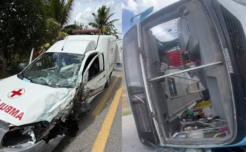 Três vítimas seguem internadas após grave colisão entre ônibus e ambulância em Maribondo