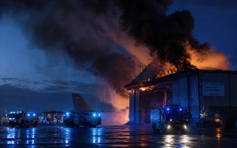 Incêndio atinge base militar no Reino Unido