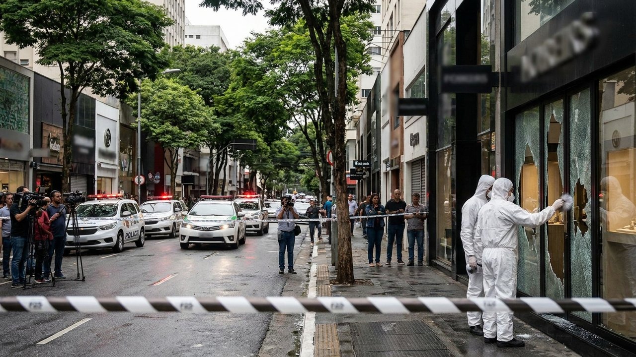 Buraco na parede e espumante aberto: ladrões invadem joalheria na Oscar Freire