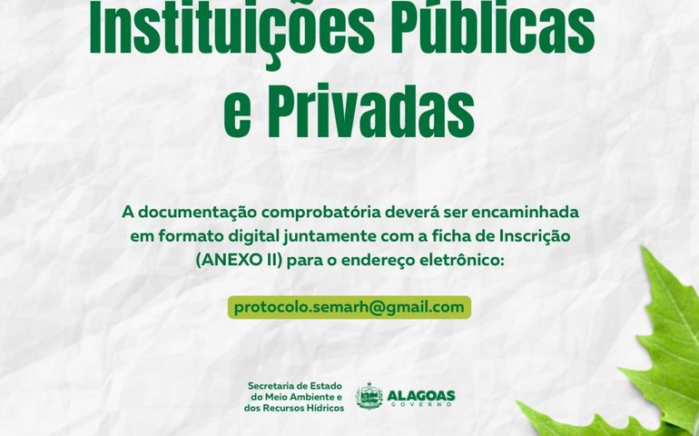 Semarh abre inscrições para Selo Verde 2026