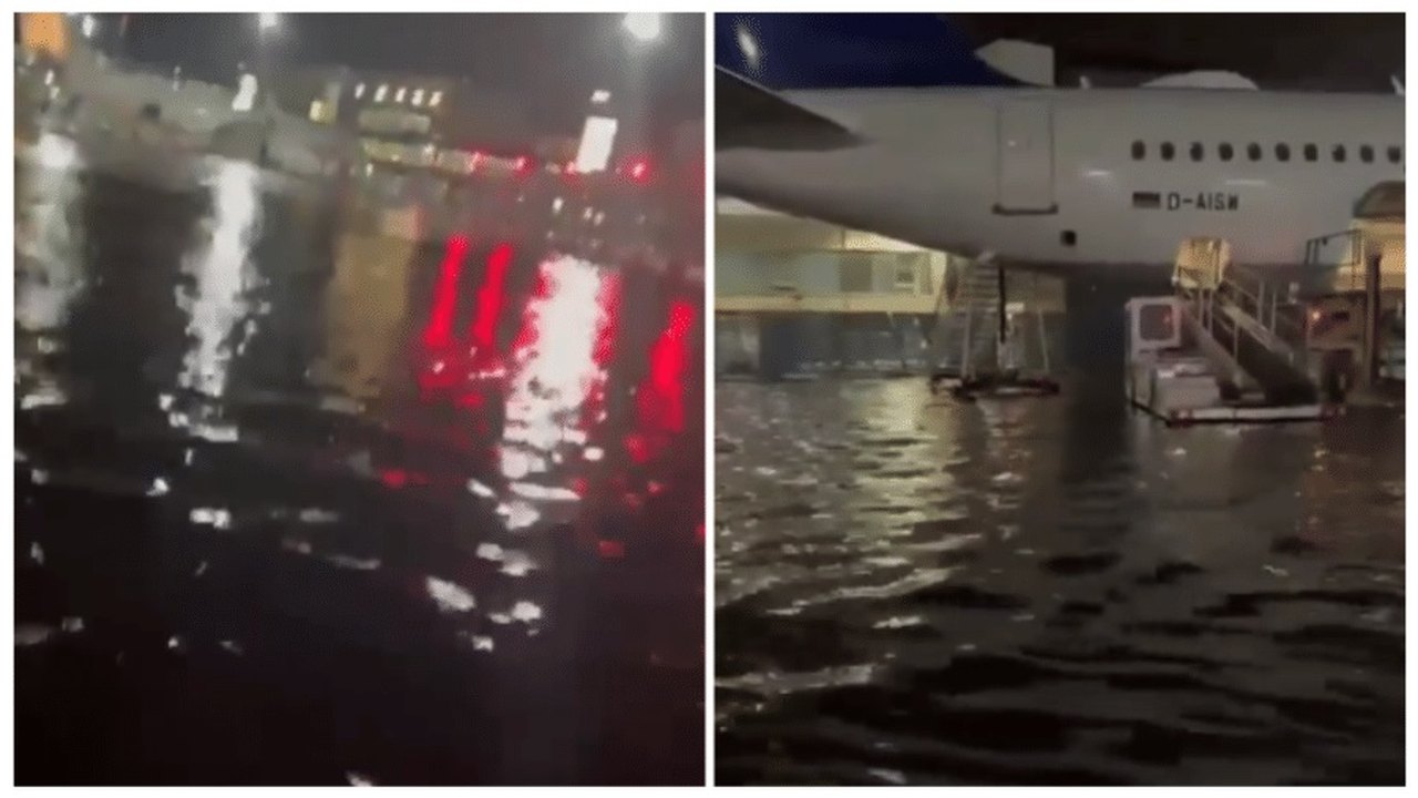Aeroporto na Alemanha fica inundado após fortes chuvas atingirem o país; vídeo