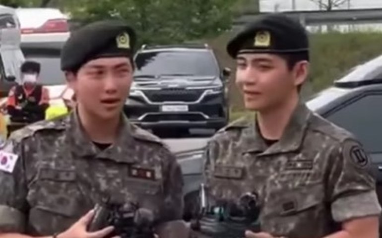 BTS: RM e V deixam serviço militar e agradecem fãs