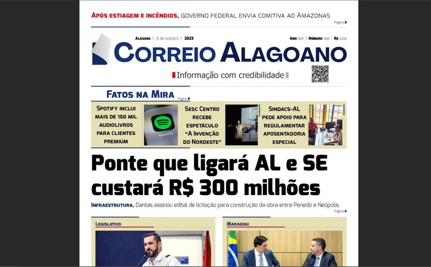 Ponte que ligará AL e SE custará R$ 300 milhões