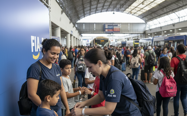Governo do Rio distribui pulseiras de identificação para crianças e adolescentes na Rodoviária