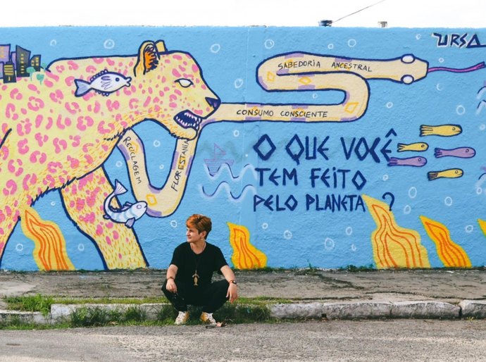 Com apoio do Governo de Alagoas, artista Ursa leva arte e conscientização ambiental à Escola Estadual