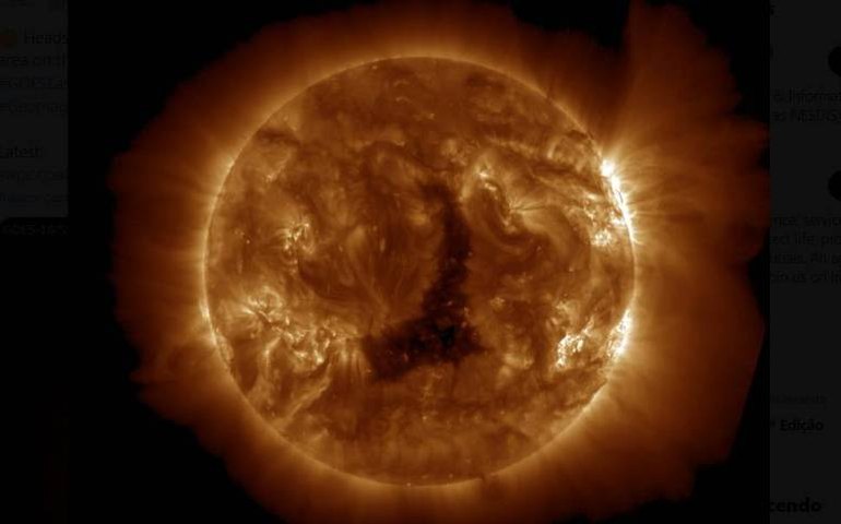 Mancha solar 17 vezes maior que a Terra ajudou a formar a tempestade geomagnética mais 'extrema' em 20 anos; entenda