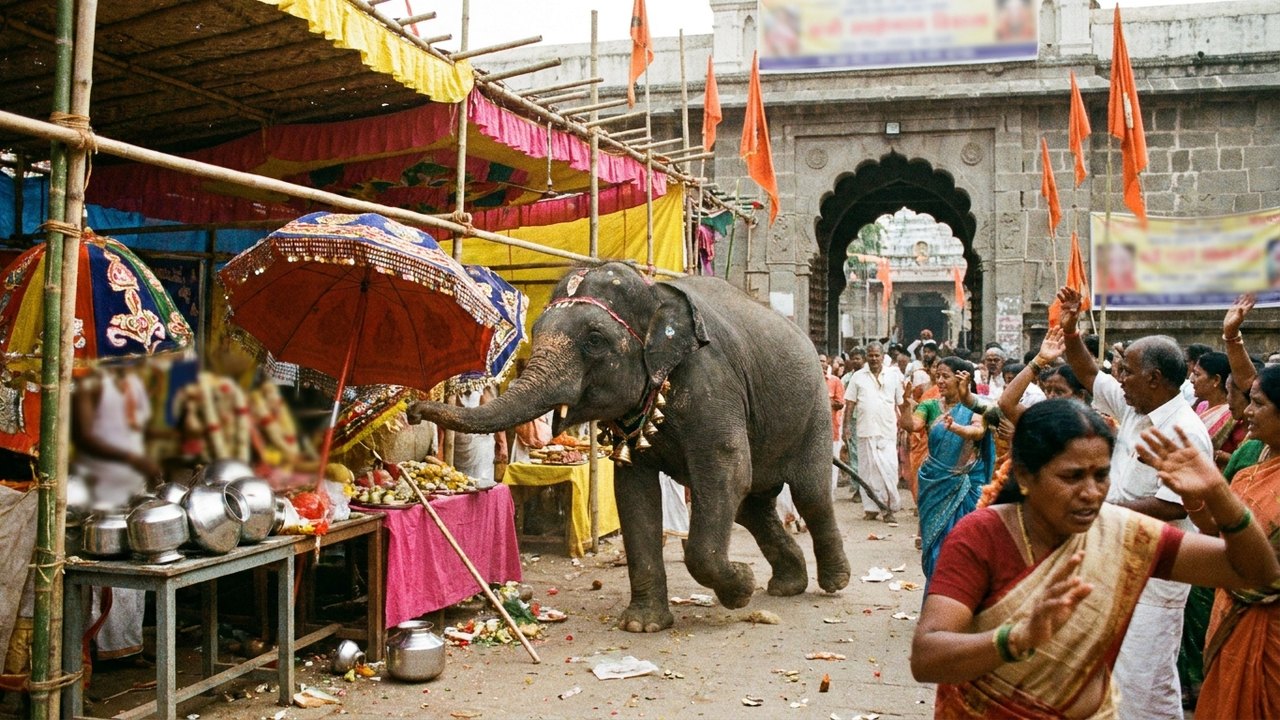 No 1º dia de trabalho, elefante novato causa tumulto e danifica carros em cortejo religioso na Índia
