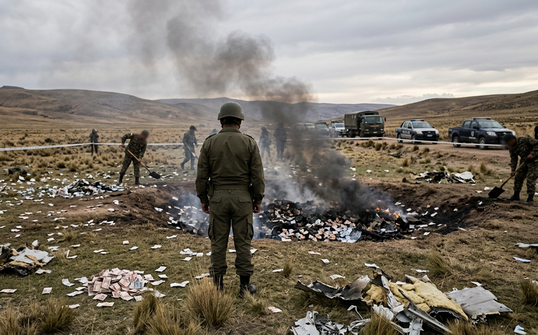 Dinheiro cai do céu após acidente de avião fatal na Bolívia; governo corre para destruir notas