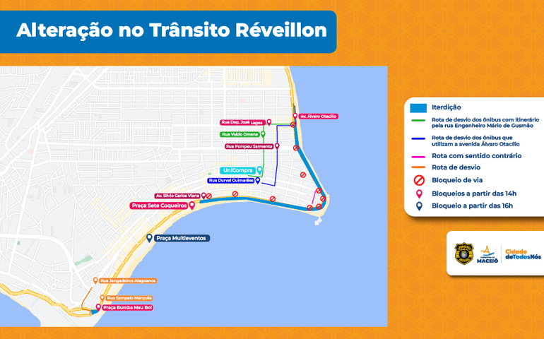 Confira as mudanças no trânsito para o Réveillon na orla de Maceió