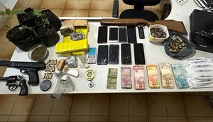 Dois suspeitos foram presos com mudas de maconha, munições e armas em Sergipe / Foto: Foto: SSP/Divulgação