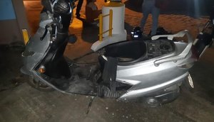 Moto tomba ao passar por asfalto defeituoso e deixa passageiro ferido na BR-235