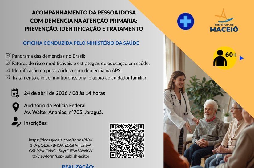 Saúde abre inscrições para oficina sobre acompanhamento da pessoa idosa com demência