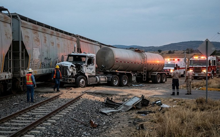 Colisão entre trem e caminhão-tanque deixa dois mortos no centro do México