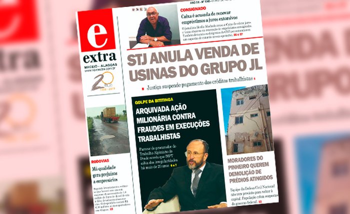Primeira página da edição 1045 do Extra Alagoas