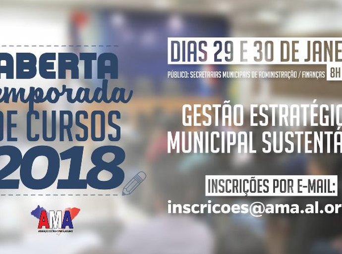AMA abre temporada de cursos para 2018 a partir do dia 29 de janeiro