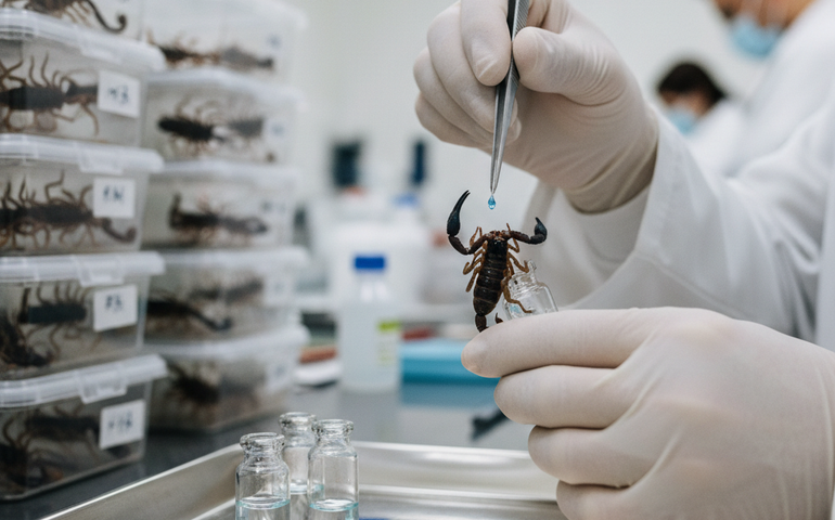 Veneno de escorpião pode valer milhões por litro