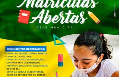 Matrículas e Rematrículas da rede municipal de Piaçabuçu vão até o dia 21 deste mês 