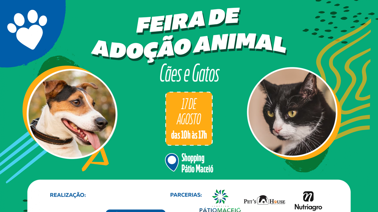  Governo de Alagoas promove Feira de Adoção de Cães e Gatos neste sábado 