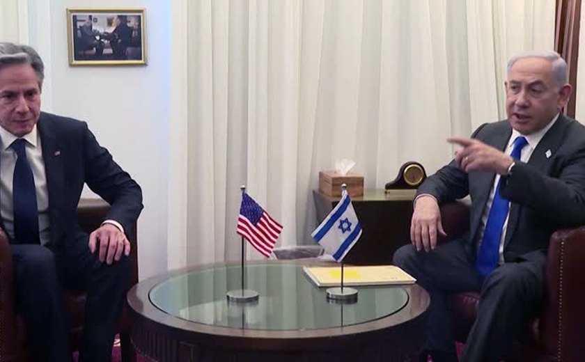 Em encontro com Blinken, Netanyahu diz que não autoriza troca de reféns com o Hamas se acordo falar em cessar-fogo definitivo