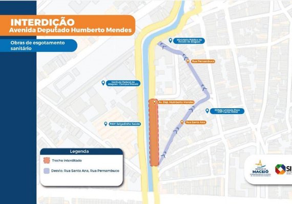 Trecho da Avenida Deputado Humberto Mendes será interditado a partir desta quarta (15)
