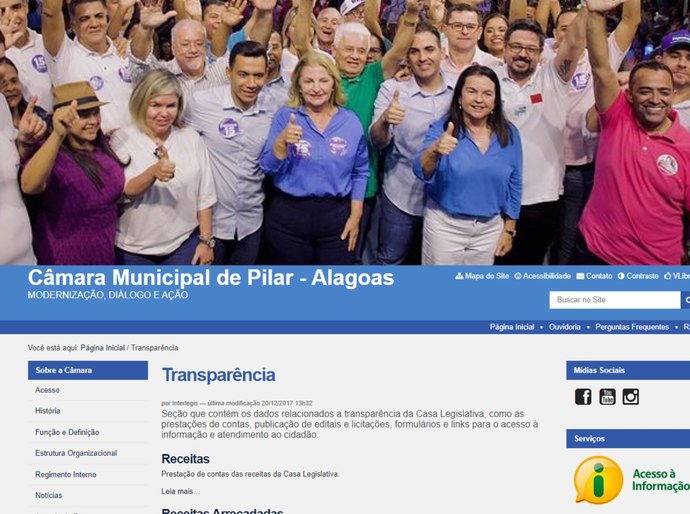 Câmara Municipal de Pilar esconde informações públicas