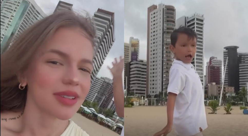 Theodoro, de 6 anos, chamou atenção dos internautas ao comentar comemoração de Thays Oliveira na Beira-Mar de Fortaleza